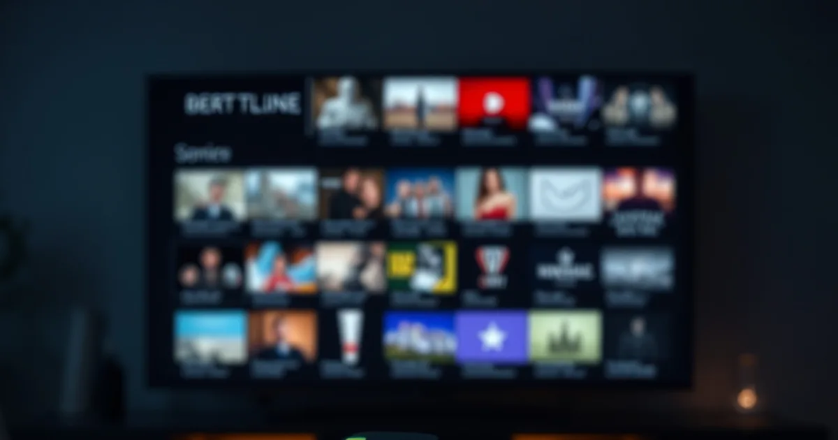 Due telecomandi TV illuminati da luce blu e ambra su un tavolo scuro, con una TV sullo sfondo che mostra una griglia di canali sfocata